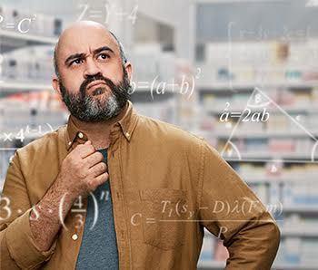 A person looks pensive in a pharmacy Pharmacy